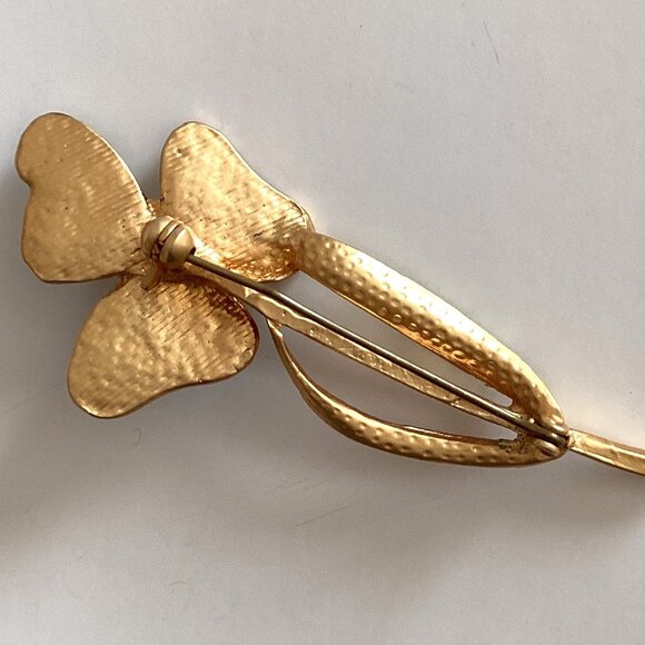 Vintage Enamel Green Flower Floral Pin Brooch Retro Costume Jewelry Retro Y2K - Picture 2 of 6